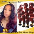 Trama do cabelo da onda do corpo de Ombre do brasileiro do Virgin do Weave 1b # 99j do cabelo humano de 100%